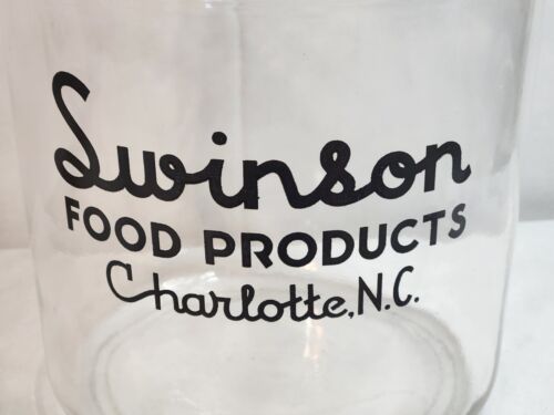 Vintage Swinson Food Products Glass Counter Jar Charlotte NC 8" Tall 10" w/Lid