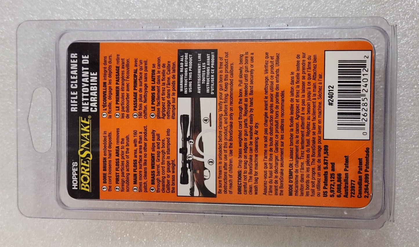 Hoppe's Bore Snake Cleaner 6mm .243 Caliber Rifle Length Pistol Revolver 24012