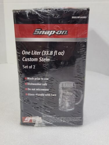 Snap On Tools One Liter Custom Steins Sealed Set 2 Beer Glass Mugs SSX19P105KO