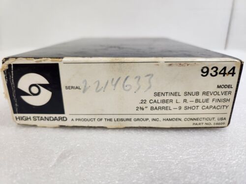 High Standard Sentinel Box Snub Nose Revolver 22 LR 9344 hi hy 22 9-shot Factory