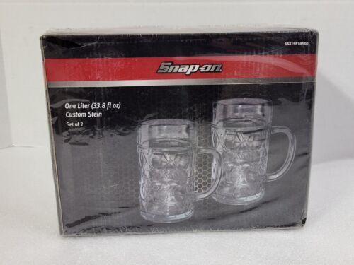 Snap On Tools One Liter Custom Steins Sealed Set 2 Beer Glass Mugs SSX19P105KO
