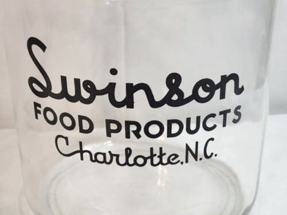 Vintage Swinson Food Products Glass Counter Jar Charlotte NC 8" Tall 10" w/Lid