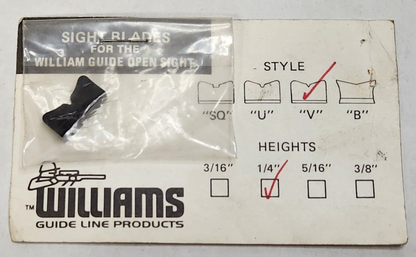 Williams Guide Line Open Sight Blade 1/4" V Style NOS