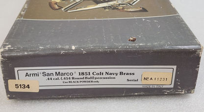 Armi San Marco Factory Box for 1851 Colt Navy Brass .44 Black Powder