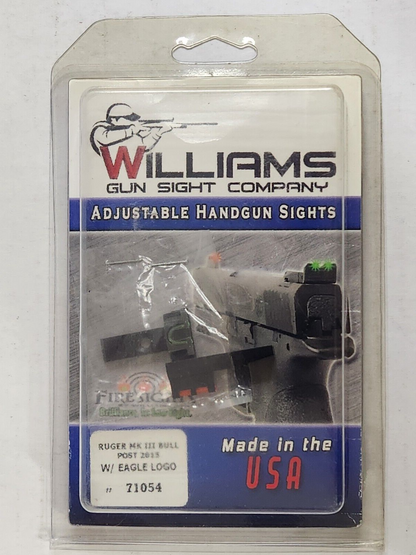 Williams FireSight Adjustable Sights Ruger MK III IV Bull Barell Red Green 71054