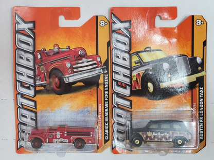 Matchbox 1/64 Diecast MBX Old Town Classic Seagrave Fire Engine & Taxi Lot of 2