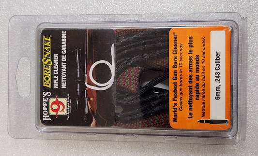 Hoppe's Bore Snake Cleaner 6mm .243 Caliber Rifle Length Pistol Revolver 24012