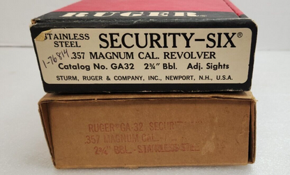 Ruger Security Six Box w/Shipping Sleeve 357 Mag 2.75" Brl SS GA32 Factory Red