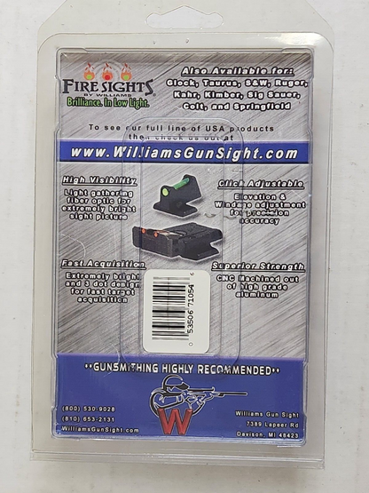 Williams FireSight Adjustable Sights Ruger MK III IV Bull Barell Red Green 71054