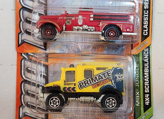 Matchbox 1/64 Diecast MBX Old Town Seagrave Fire Engine Scrambulance Lot of 2