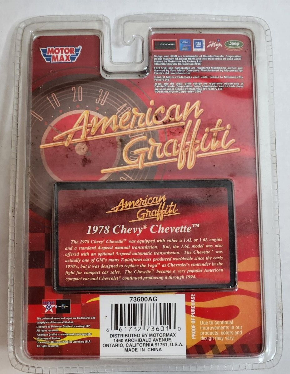 Motor Max 1:64 American Graffiti Edition 1978 Chevy Chevette Green NOS car